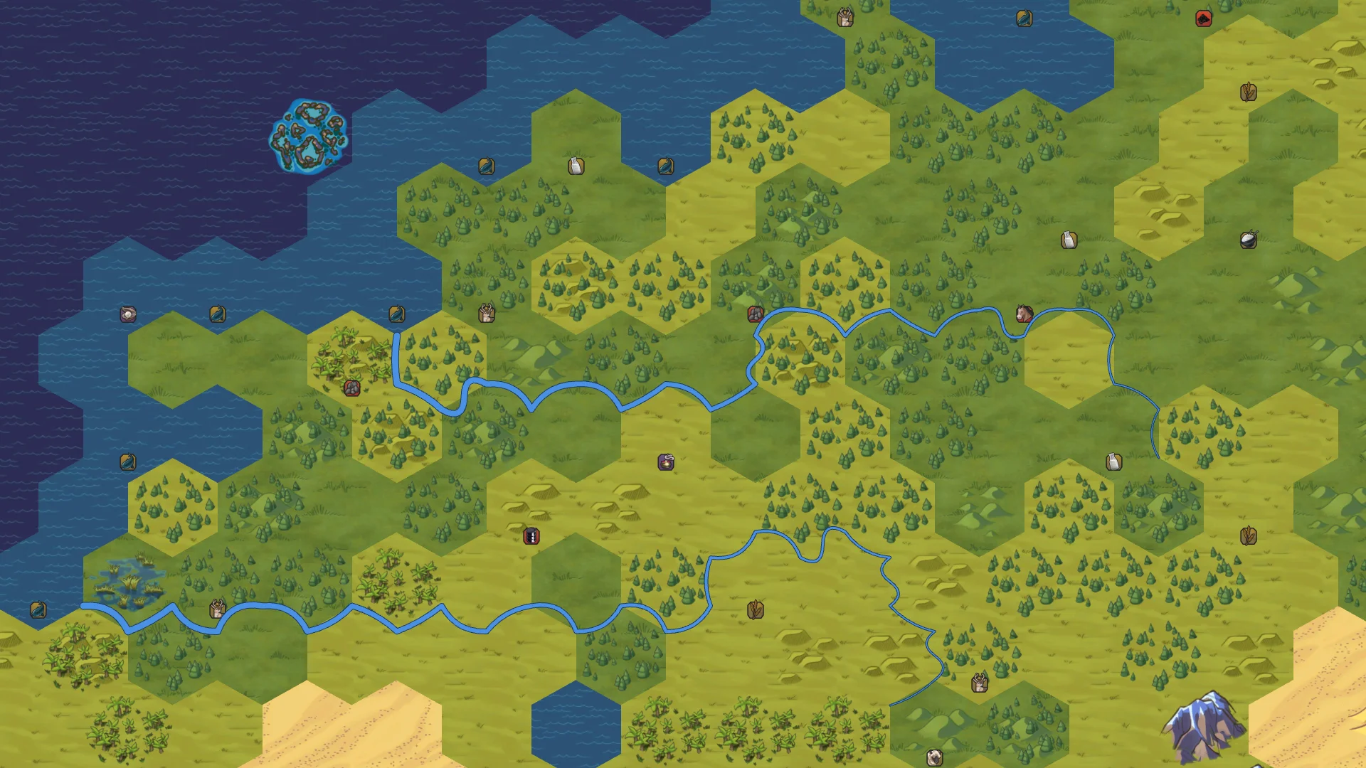 Terrain and rivers at close zoom